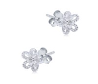 Beautiful Flower Crystal Silver Stud Earring STS-6463